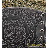 A Pair Leather Cuffs Owl with Celtic design Carving Leather: a pair